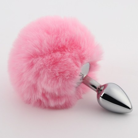 Anal traffic jam with a fluff of the oksa, silver sleeve 28 mm, tail 90 mm, pink-1