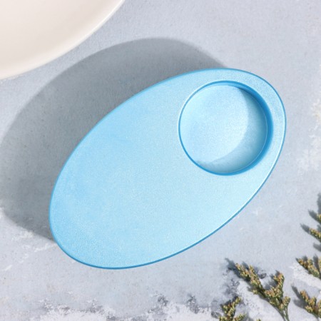 Cloth "narrow oval. Marble" from gypsum, 11.5x7x4cm, blue-2