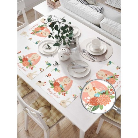 Set of napkins for setting the table "Happy Easter", rectangular, size 32x46 cm, 4 pcs-1