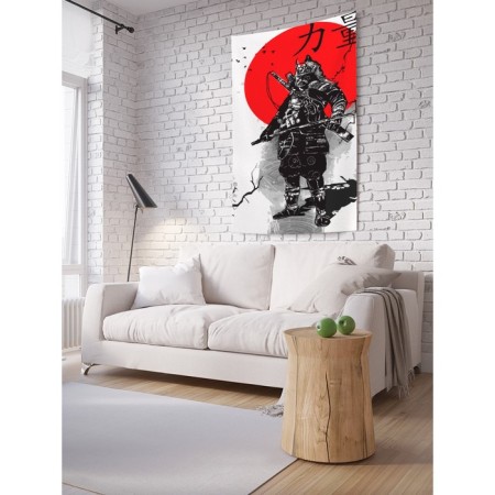 Decorative panel with photo printing "Japanese samurai", vertical, size 100x150 cm