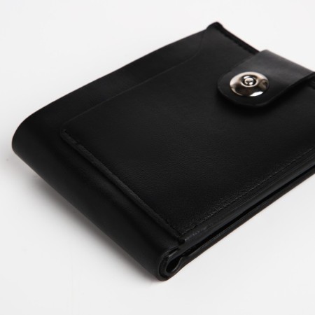 Male purse for magnet, department for bills, for maps, for coins, black color-2