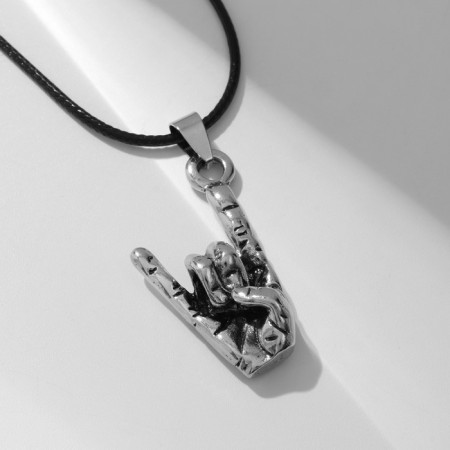 Piece of men's “rock” hand, color black silver on a black lace, 50 cm-1