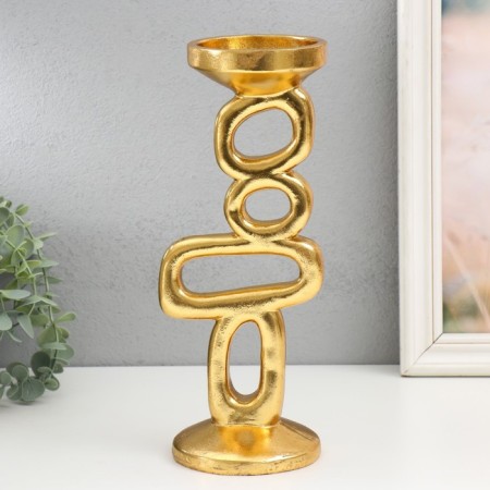Polystone candlestick for 1 candle "Abstraction. Geometry" Gold 10.5x12x30 cm-4