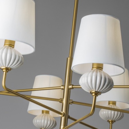 Suspended lamp Freya Fr2029PL-08BS Ceramics, 730x730 mm, E14, 8x40W, brass color-5