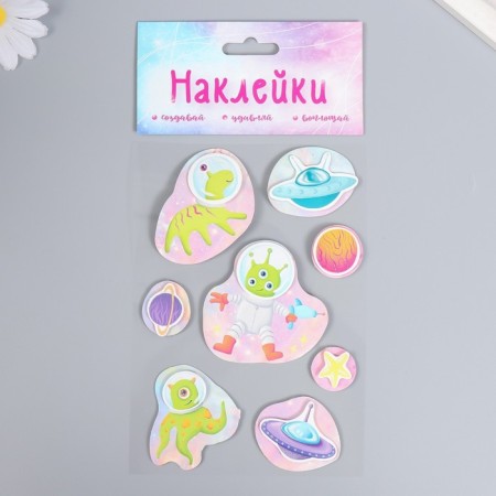 Stick Cardboard 2 layers "Good aliens" 17x12 cm