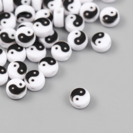 Beads for creativity Plastic "Yin-Yang" white-black set 50 pcs 0.4x0.7x0.7 cm-1