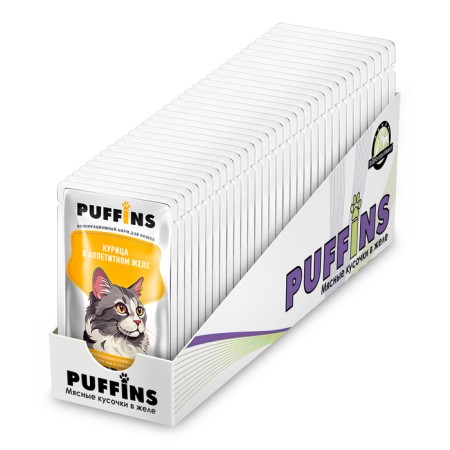 Wet food "Puffins" for cats, chicken in jelly, 75 g-2