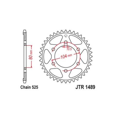 General star JT SPROCKETS JTR1489-40, chain 525, 40 teeth