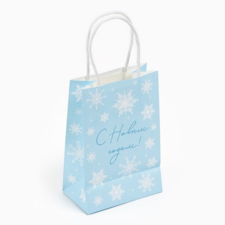 Gift package "Happy New Year", snowflakes, white craft, 15 x 10 x 6 cm, new year-4