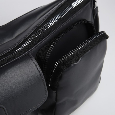 Female bag with pockets of leatherette, graphite color-7