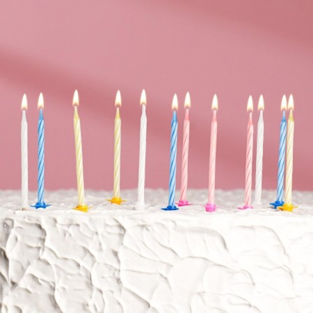 Candles for the cake "Spiral", 5 cm, set: 24 pcs and 12 coasters-4