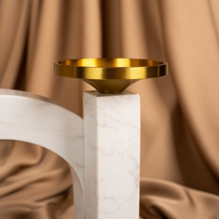 Brass Brass, marble "Camellia" 19 x 18 x 8 cm-7