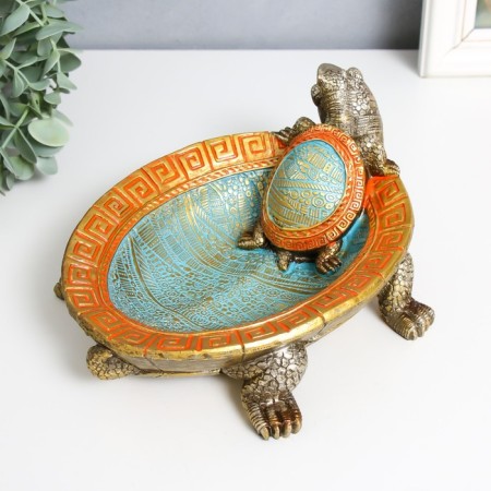 Souvenir Polystone stand "Turtle Ground" with a golden pattern 22x25x9 cm-4