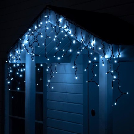 Garland "fringe" 3 x 0.6 m, IP65, UMS, dark rubber thread, 160 LED, white glow, 220 V