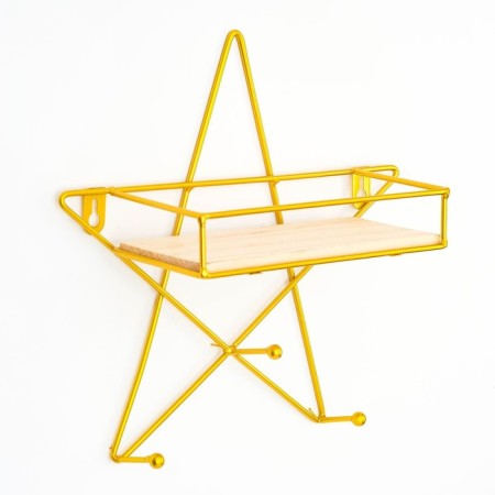 Wall hanger with a shelf "Zvezda", with backlight, 3 hooks, 28 x 28 cm, gold-3