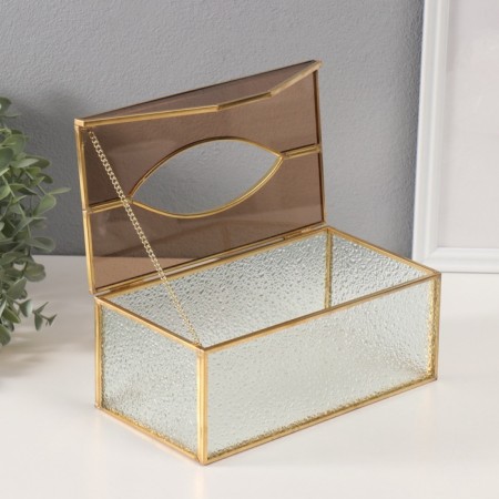 Casket Glass with a metal frame "Salfetnitsa" Transparent ripples 12.7x22.5x9 cm-2
