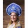 Kokoshnik "Bird", Atlas, Blue color