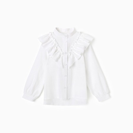 Blouse for girls minku color white, height 140 cm