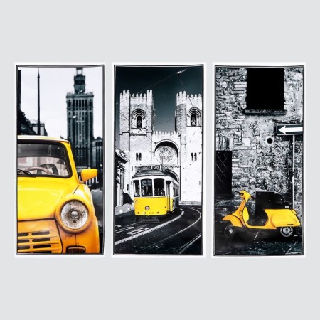 Sticker Plastic Interior triptych "yellow transport" set 3 sheets 29.5x61 cm-1