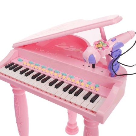 Piano "Pink Dream" with a microphone and a chair, light and sound effects-2