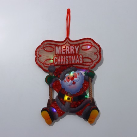 Decorative luminous jewelry (suspension) "Santa Claus on a swing" 36x26.5 cm-4