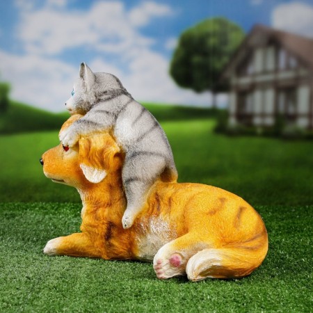 Garden figure "Puppy with a kitten" 32x20x25cm-2