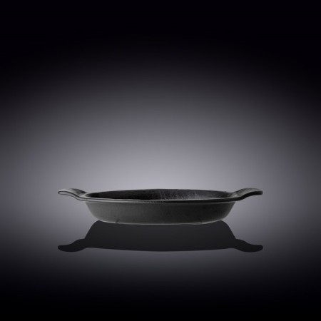 Round -round Wilmax England Slate Stone, with handles, 28x22.5 cm, 800 ml, color black slate-1