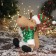 Soft toy "Deer in a striped cap" sits, 44x19 cm