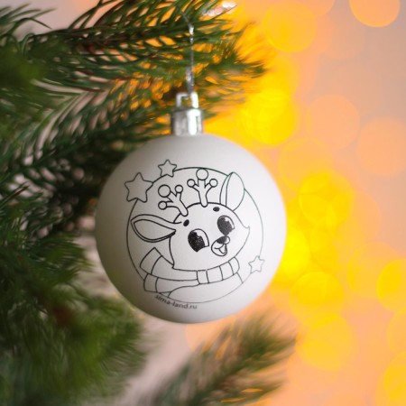 New Year's Christmas tree decoration for coloring "New Year! Deer ", d = 5.5 cm-1