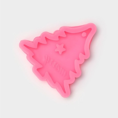 Mold "Christmas tree", silicone, 10 × 9.5 × 1 cm, pink color-1