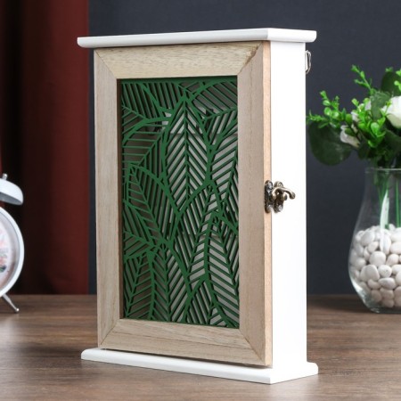 Keywood tree 5 hooks "Green leaves" 25.5x19x6 cm-1