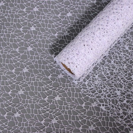 Flower packaging "Pautinka with glitter" white 48 cm x 4.5 m-1