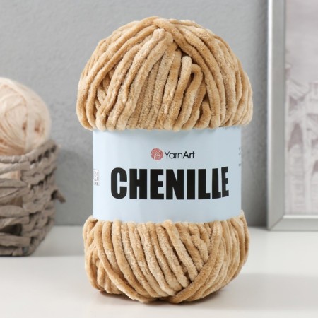 Yarn "Chenille" 100% micropoliester 90m/100g (547 beige)-4