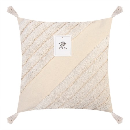 Decorative pillowcase "Ethel" BOHO, 45x45 cm, milk color, 100% cotton-4