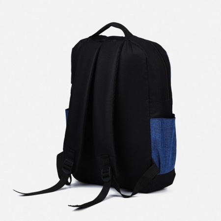 Set of men's backpack on a zipper with USB, external pocket, cosmetic bag, bag, blue color-5