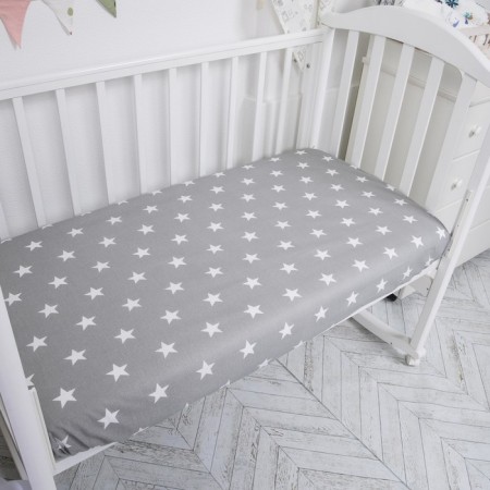 Sheet on the elastic band "Stars on the gray", size 60x120 cm-1