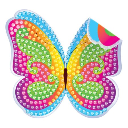 Diamond mosaic-sticker on a sticker for children "Butterfly", 10 x 10 cm-1
