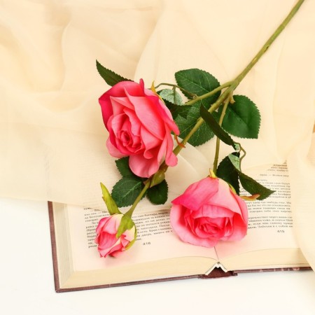 Artificial flowers "Rose Gloria" 8x48 cm, raspberry