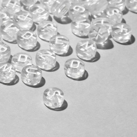 Acrylic bead "English letters" mix, 7 × 4 mm, set 10 g, color transparent color-1