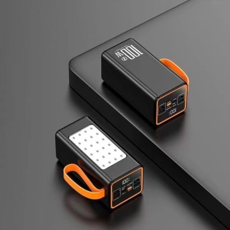 External battery YM-653, 30,000 mAh, 66 W, 4USB, 3TYPE-C, lantern, fast charging, black