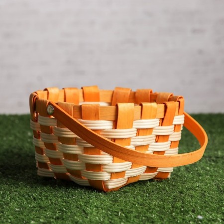 Wicker basket, orange, 16.5 × 9.5 × 20 cm, veneer-4