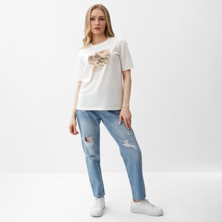 T -shirt female, milk color, size 48-1