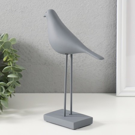 Souvenir Polystone "Bird - Long legs" gray 22x15 cm-2