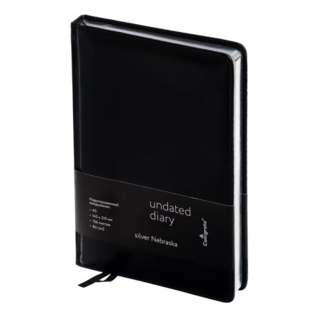 Delivery of Leduced A5, 136 sheets in a ruler, leatherette "Nebraska", silver cut, black-8