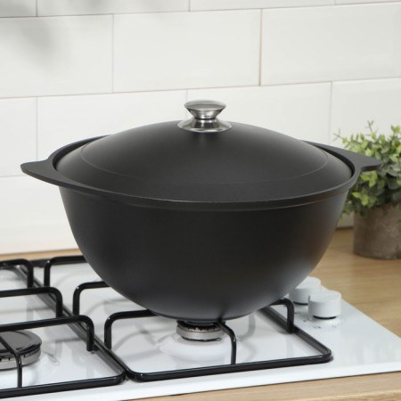 Kazan, 7 l, metal cover, cast pens, anti -stick coating, black color-3