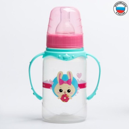 A bottle of feeding "Bunny Polly", classic throat, 150 ml., 0 months, cylinder, with handles-1