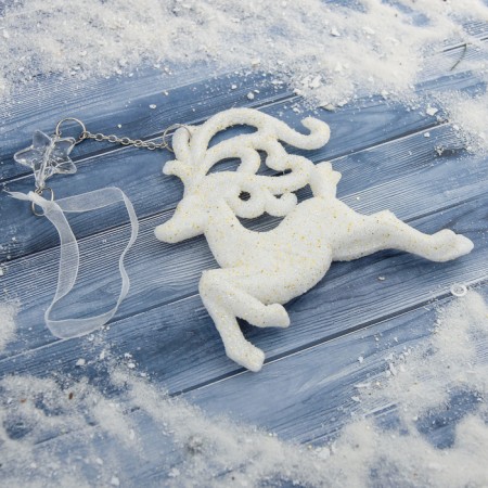 Christmas tree decoration "Gallive deer" 11x12 cm, white-1