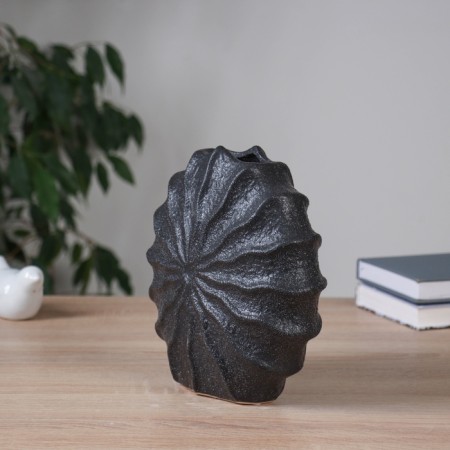 VAZA Ceramics Table "Cayo" wave, d-7x2.5cm, 21x19 cm, black-2