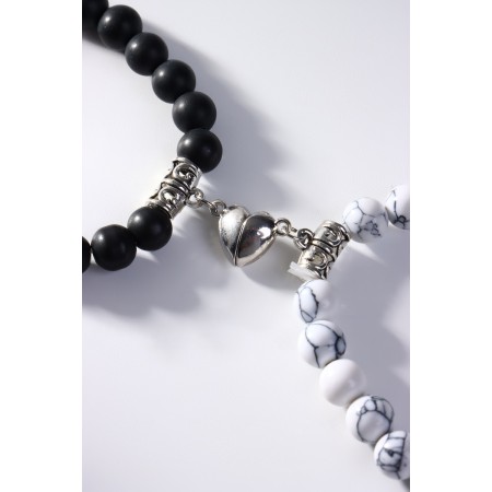 Bracelets "Demetrons" on a magnet, heart, black and white color in silver-2