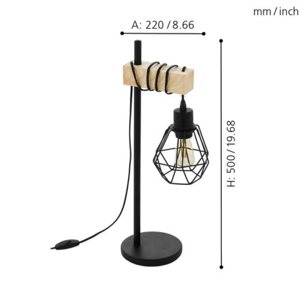 TowNSHEND 5, 1x60W E27 table lamp, brown color, black-2